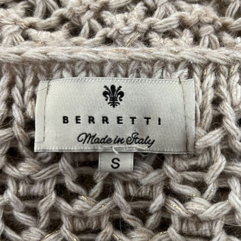 Berretti Sweater Womens Small Tan Open Knit Wool Alpaca Neutral Minimalist - Picture 5 of 6